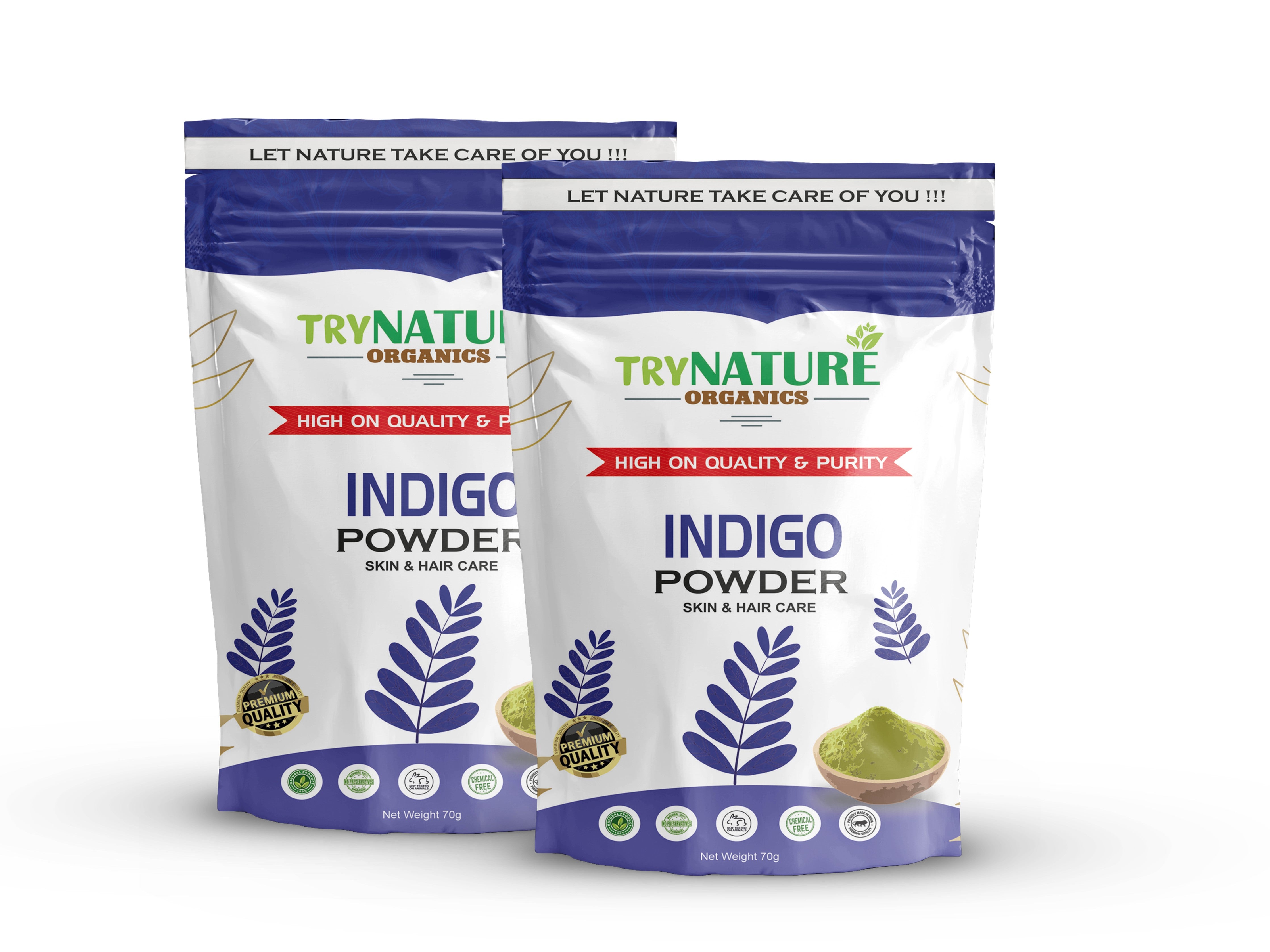 TRY NATURE Indigo Powder | Natural Hair Dye for Deep Black & Lustrous Hair [Listing# 9]