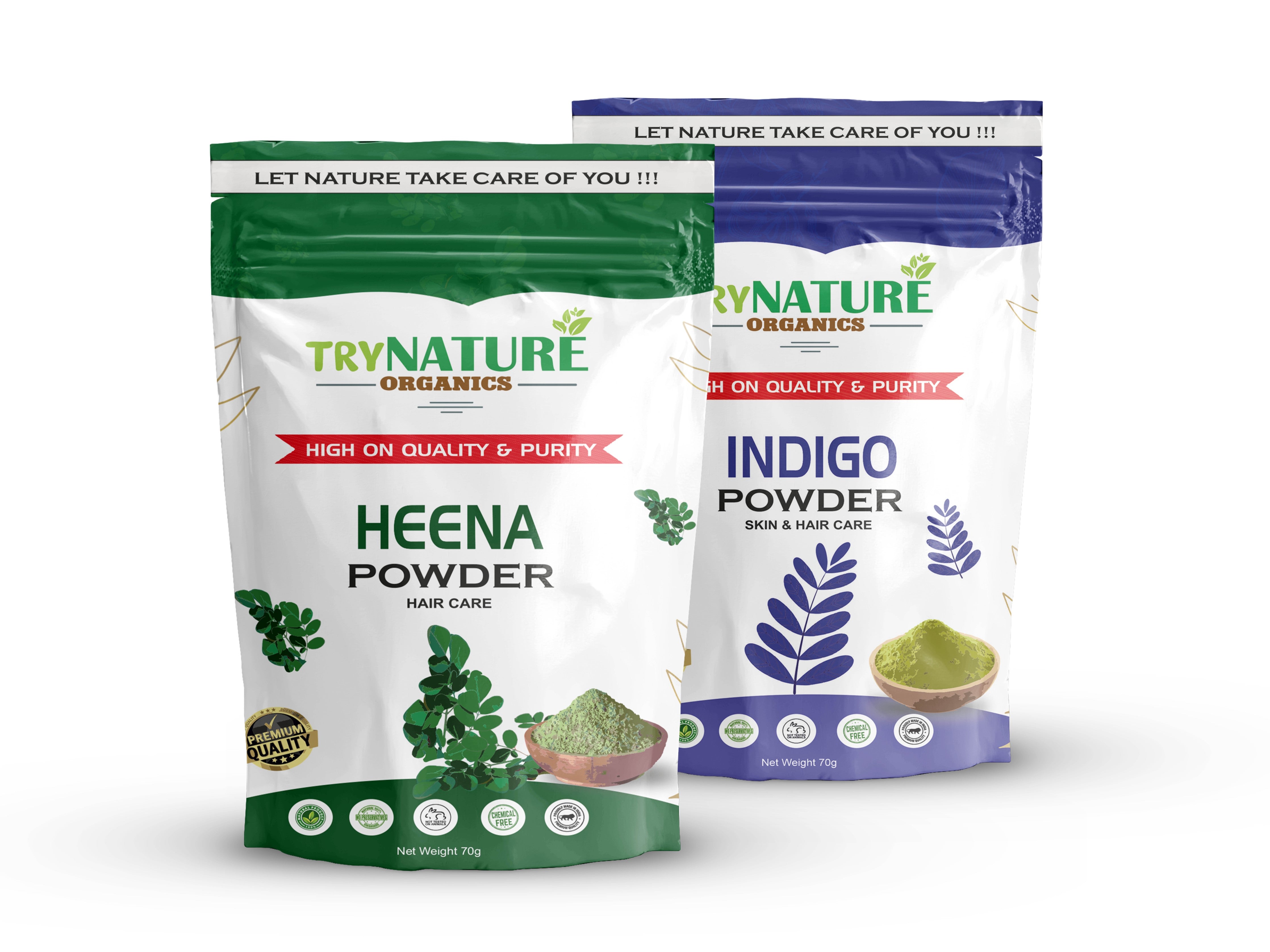 TRY NATURE Herbal Hair Color Pack | Henna & Indigo Powder for Deep Black & Brown Shades [Listing# 11]