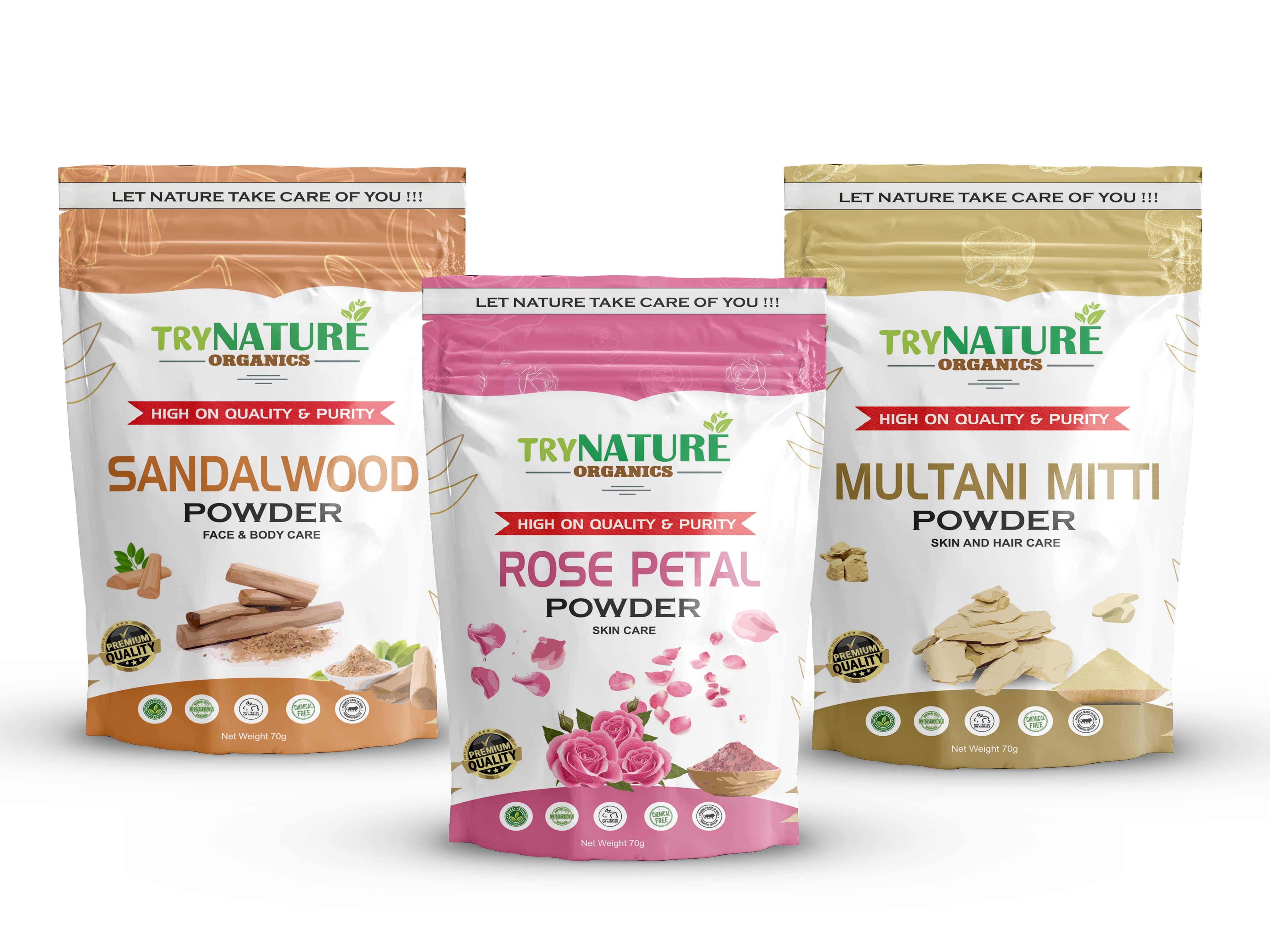 TRY NATURE Herbal Glow Face Pack | Sandalwood, Rose Petal & Multani Mitti for Clear & Radiant Skin [Listing# 13]